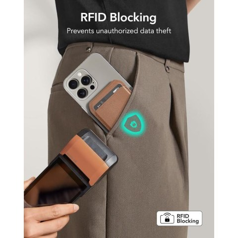 ESR CLASSIC RFID MAGNETIC WALLET STAND MAGSAFE BROWN