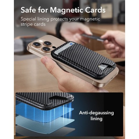 ESR CLASSIC RFID MAGNETIC WALLET STAND MAGSAFE CARBON FIBER BLACK