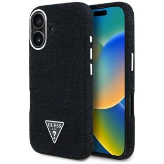 Guess Nakładka HC MagSafe FW Denim Triangle Logo do iPhone 16 Czarna