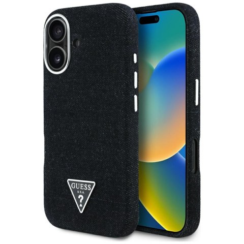 Guess Nakładka HC MagSafe FW Denim Triangle Logo do iPhone 16 Czarna
