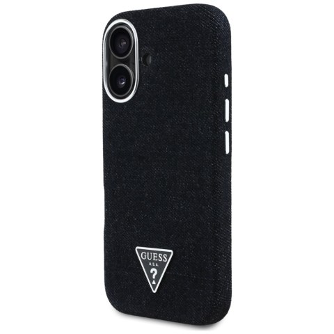 Guess Nakładka HC MagSafe FW Denim Triangle Logo do iPhone 16 Czarna