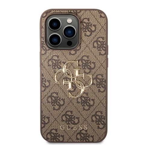 Guess nakładka do iPhone 15 Pro 6.1" GUHCP15L4GMGBR brązowa hardcase 4G Big Metal Logo