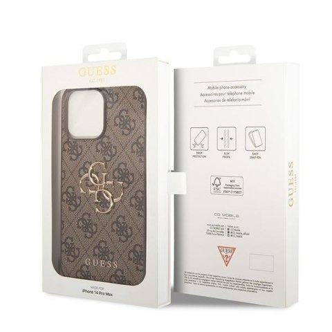 Guess nakładka do iPhone 15 Pro 6.1" GUHCP15L4GMGBR brązowa hardcase 4G Big Metal Logo