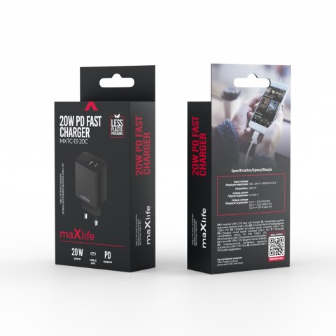 Maxlife ładowarka sieciowa PD QC MXTC-13-20C 1x USB-C 20W czarna