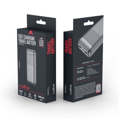 Maxlife power bank MXPB-09 QC PD 65W 20000 mAh czarny