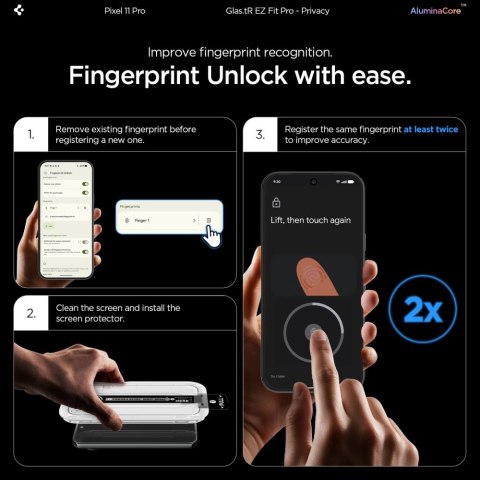 SZKŁO PRYWATYZUJĄCE SPIGEN GLAS.TR EZ FIT PRO AC 2-PACK GOOGLE PIXEL 9 / 9 PRO / 10 PRO / 11 PRO PRIVACY