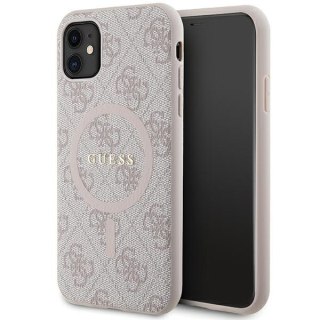 Guess nakładka do iPhone 11 GUHMN61G4GFRP różowa HC MAGSAFE PU 4G RING CLASSIC LOGO
