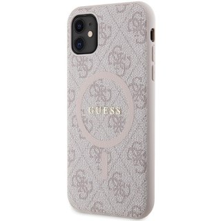 Guess nakładka do iPhone 11 GUHMN61G4GFRP różowa HC MAGSAFE PU 4G RING CLASSIC LOGO