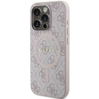 Guess nakładka do iPhone 13 Pro 6,1" GUHMP13LG4GFRP różowa HC MAGSAFE PU 4G RING CLASSIC LOGO