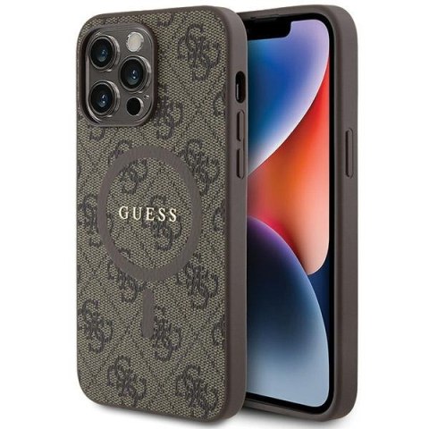 Guess nakładka do iPhone 13 Pro Max 6,7" GUHMP13XG4GFRW brązowa HC MAGSAFE PU 4G RING CLASSIC LOGO