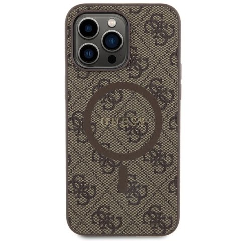 Guess nakładka do iPhone 13 Pro Max 6,7" GUHMP13XG4GFRW brązowa HC MAGSAFE PU 4G RING CLASSIC LOGO