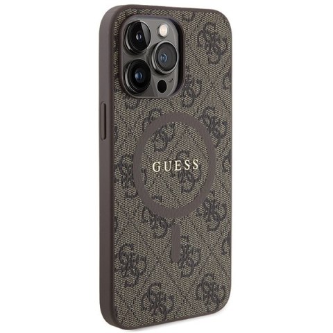 Guess nakładka do iPhone 13 Pro Max 6,7" GUHMP13XG4GFRW brązowa HC MAGSAFE PU 4G RING CLASSIC LOGO