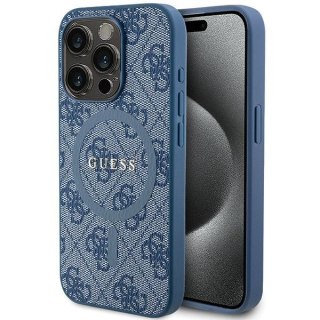 Guess nakładka do iPhone 14 Pro 6,1" GUHMP14LG4GFRB niebieska HC MAGSAFE PU 4G RING CLASSIC LOGO
