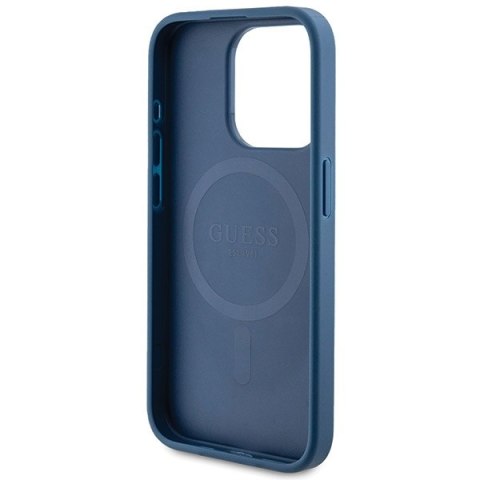 Guess nakładka do iPhone 14 Pro 6,1" GUHMP14LG4GFRB niebieska HC MAGSAFE PU 4G RING CLASSIC LOGO