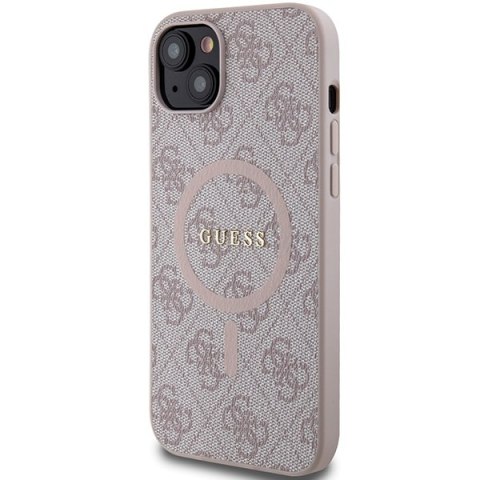 Guess nakładka do iPhone 15 6,1" GUHMP15SG4GFRP różowa HC MAGSAFE PU 4G RING CLASSIC LOGO