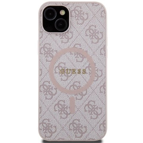 Guess nakładka do iPhone 15 6,1" GUHMP15SG4GFRP różowa HC MAGSAFE PU 4G RING CLASSIC LOGO