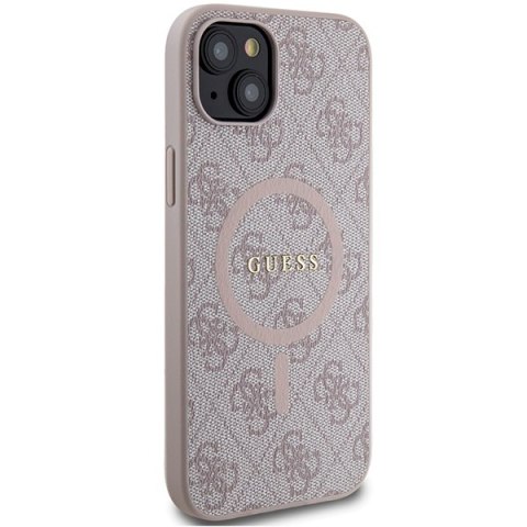 Guess nakładka do iPhone 15 6,1" GUHMP15SG4GFRP różowa HC MAGSAFE PU 4G RING CLASSIC LOGO