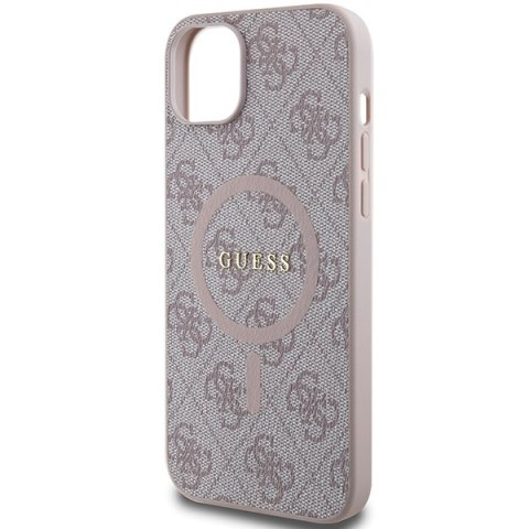 Guess nakładka do iPhone 15 6,1" GUHMP15SG4GFRP różowa HC MAGSAFE PU 4G RING CLASSIC LOGO