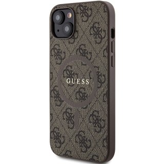 Guess nakładka do iPhone 15 6,1" GUHMP15SG4GFRW brązowa HC MAGSAFE PU 4G RING CLASSIC LOGO