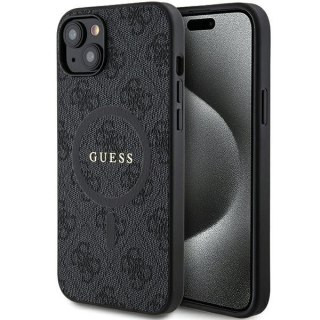 Guess nakładka do iPhone 15 Plus 6,7" GUHMP15MG4GFRK czarna HC MAGSAFE PU 4G RING CLASSIC LOGO