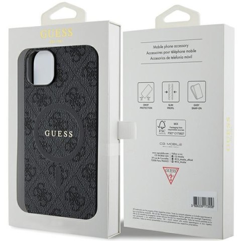 Guess nakładka do iPhone 15 Plus 6,7" GUHMP15MG4GFRK czarna HC MAGSAFE PU 4G RING CLASSIC LOGO Guess nakładka do iPhone 15 Plus 6,7" GUHMP15MG4GFRK czarna HC MAGSAFE PU 4G RING CLASSIC LOGO