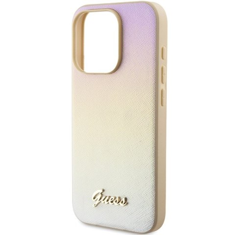 Guess nakładka do iPhone 15 Pro 6,1" GUHCP15LPSAIRSD złota HC PU SAFFIANO IRIDESCENT SCRIPT Guess nakładka do iPhone 15 Pro 6,1" GUHCP15LPSAIRSD złota HC PU SAFFIANO IRIDESCENT SCRIPT