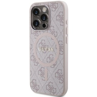 Guess nakładka do iPhone 15 Pro 6,1" GUHMP15LG4GFRP różowa HC MAGSAFE PU 4G RING CLASSIC LOGO