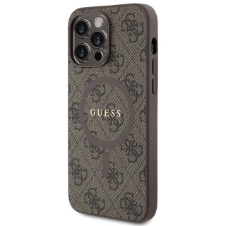 Guess nakładka do iPhone 15 Pro Max 6,7" GUHMP15XG4GFRW brązowa HC MAGSAFE PU 4G RING CLASSIC LOGO
