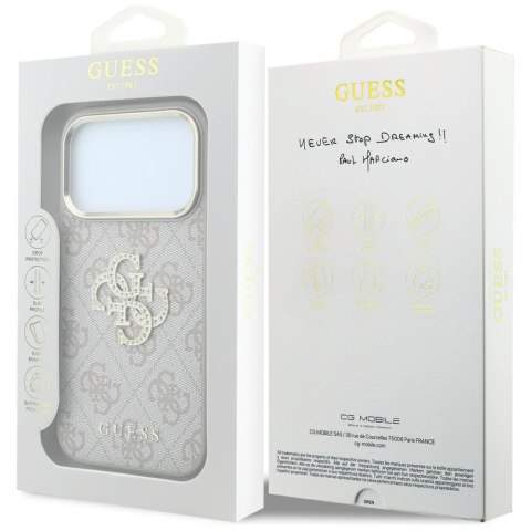 Etui Guess 4G & Big Strass Logo do iPhone 18 Pro / 17 Pro różowy