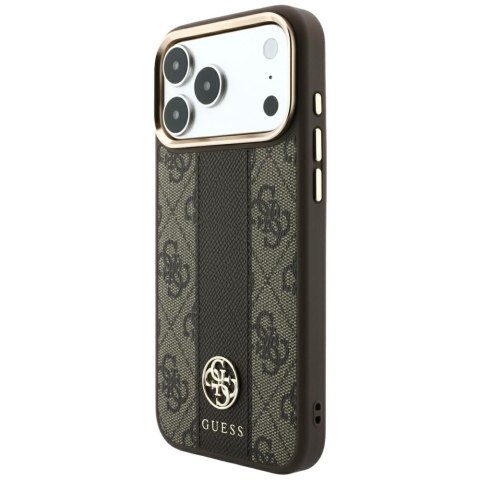 Etui Guess 4G with Stripe Round and Classic Logos MagSafe do iPhone 18 Pro / 17 Pro brązowy