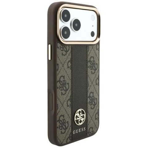 Etui Guess 4G with Stripe Round and Classic Logos MagSafe do iPhone 18 Pro / 17 Pro brązowy