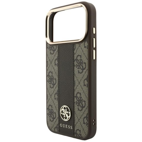 Etui Guess 4G with Stripe Round and Classic Logos MagSafe do iPhone 18 Pro / 17 Pro brązowy