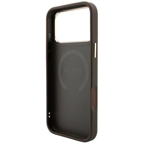 Etui Guess 4G with Stripe Round and Classic Logos MagSafe do iPhone 18 Pro / 17 Pro brązowy