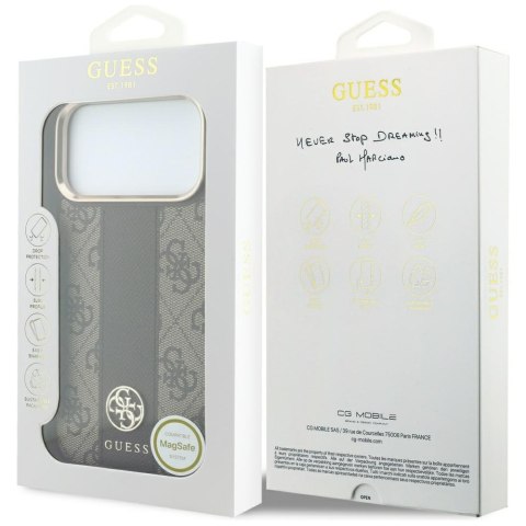 Etui Guess 4G with Stripe Round and Classic Logos MagSafe do iPhone 18 Pro / 17 Pro brązowy