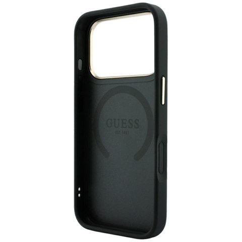 Etui Guess 4G with Stripe Round and Classic Logos MagSafe do iPhone 18 Pro / 17 Pro czarny