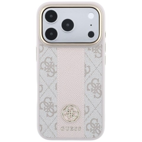 Etui Guess 4G with Stripe Round and Classic Logos MagSafe do iPhone 18 Pro / 17 Pro różowy