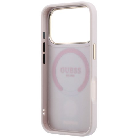 Etui Guess 4G with Stripe Round and Classic Logos MagSafe do iPhone 18 Pro / 17 Pro różowy