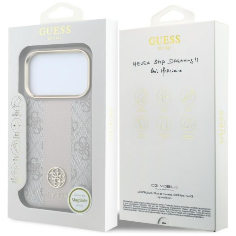 Etui Guess 4G with Stripe Round and Classic Logos MagSafe do iPhone 18 Pro / 17 Pro różowy