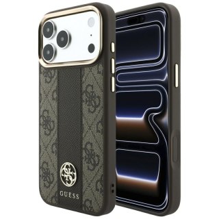 Etui Guess 4G with Stripe Round and Classic Logos MagSafe do iPhone 18 Pro Max / 17 Pro Max brązowy