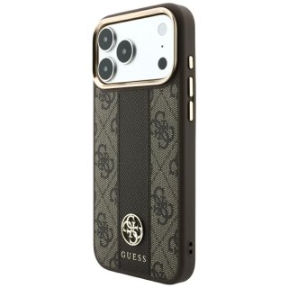 Etui Guess 4G with Stripe Round and Classic Logos MagSafe do iPhone 18 Pro Max / 17 Pro Max brązowy