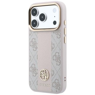Etui Guess 4G with Stripe Round and Classic Logos MagSafe do iPhone 18 Pro Max / 17 Pro Max różowy