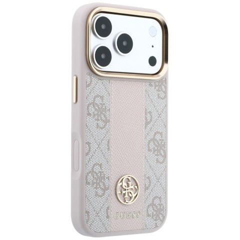 Etui Guess 4G with Stripe Round and Classic Logos MagSafe do iPhone 18 Pro Max / 17 Pro Max różowy