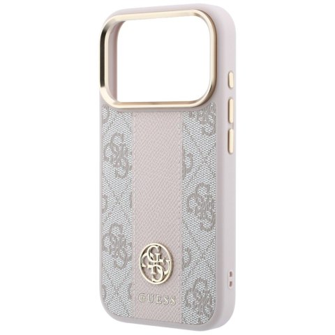 Etui Guess 4G with Stripe Round and Classic Logos MagSafe do iPhone 18 Pro Max / 17 Pro Max różowy