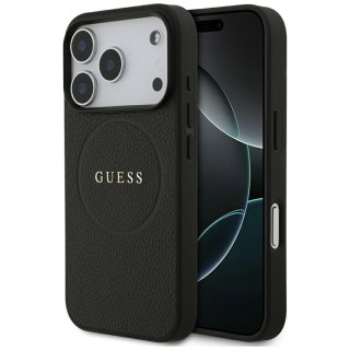Etui Guess Grained Gold Ring MagSafe do iPhone 18 Pro / 17 Pro czarny