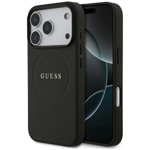 Etui Guess Grained Gold Ring MagSafe do iPhone 18 Pro / 17 Pro czarny