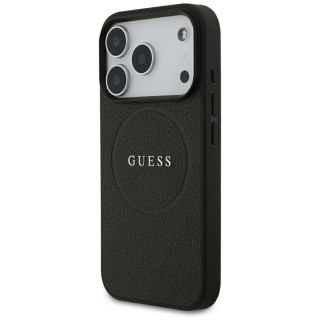 Etui Guess Grained Gold Ring MagSafe do iPhone 18 Pro / 17 Pro czarny