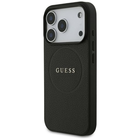 Etui Guess Grained Gold Ring MagSafe do iPhone 18 Pro / 17 Pro czarny