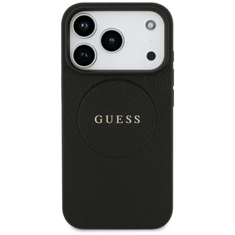 Etui Guess Grained Gold Ring MagSafe do iPhone 18 Pro / 17 Pro czarny