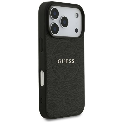 Etui Guess Grained Gold Ring MagSafe do iPhone 18 Pro / 17 Pro czarny