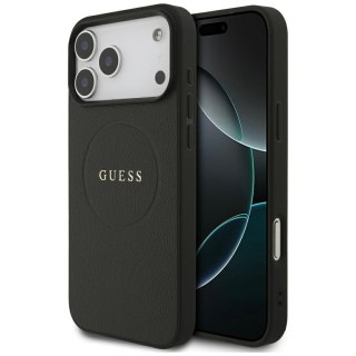 Etui Guess Grained Gold Ring MagSafe do iPhone 18 Pro Max / 17 Pro Max czarny